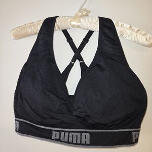 Puma Black Racerback Sports Bra with Crisscross Straps